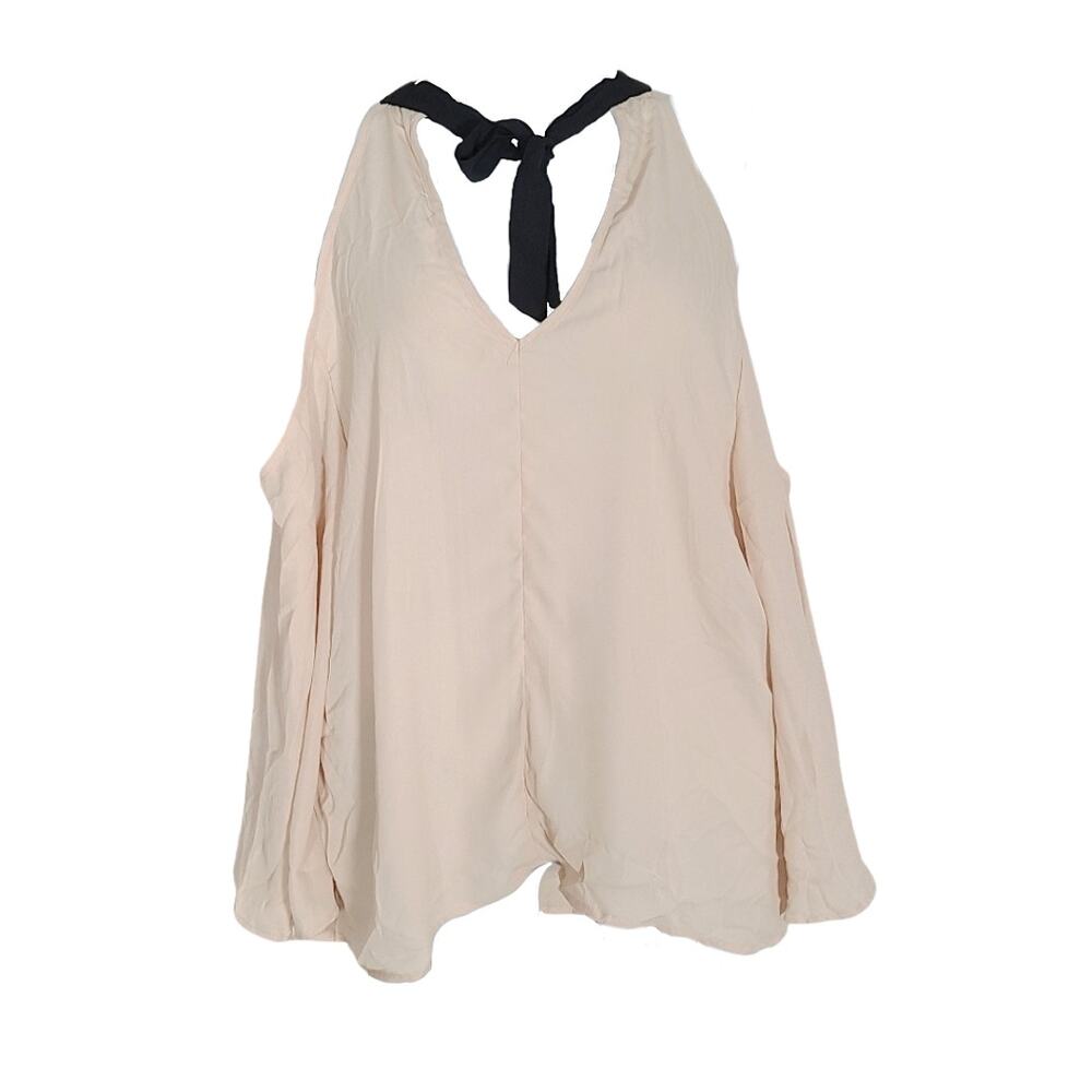 NWT paper tee cream and black a line cold shoulder top size 1x